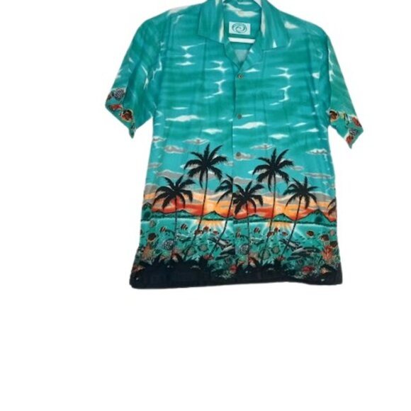 Vintage GO Hawaii Mens Hawaiian Button Down Camp Shirt Tropical Fish Coastal L - Picture 1 of 4